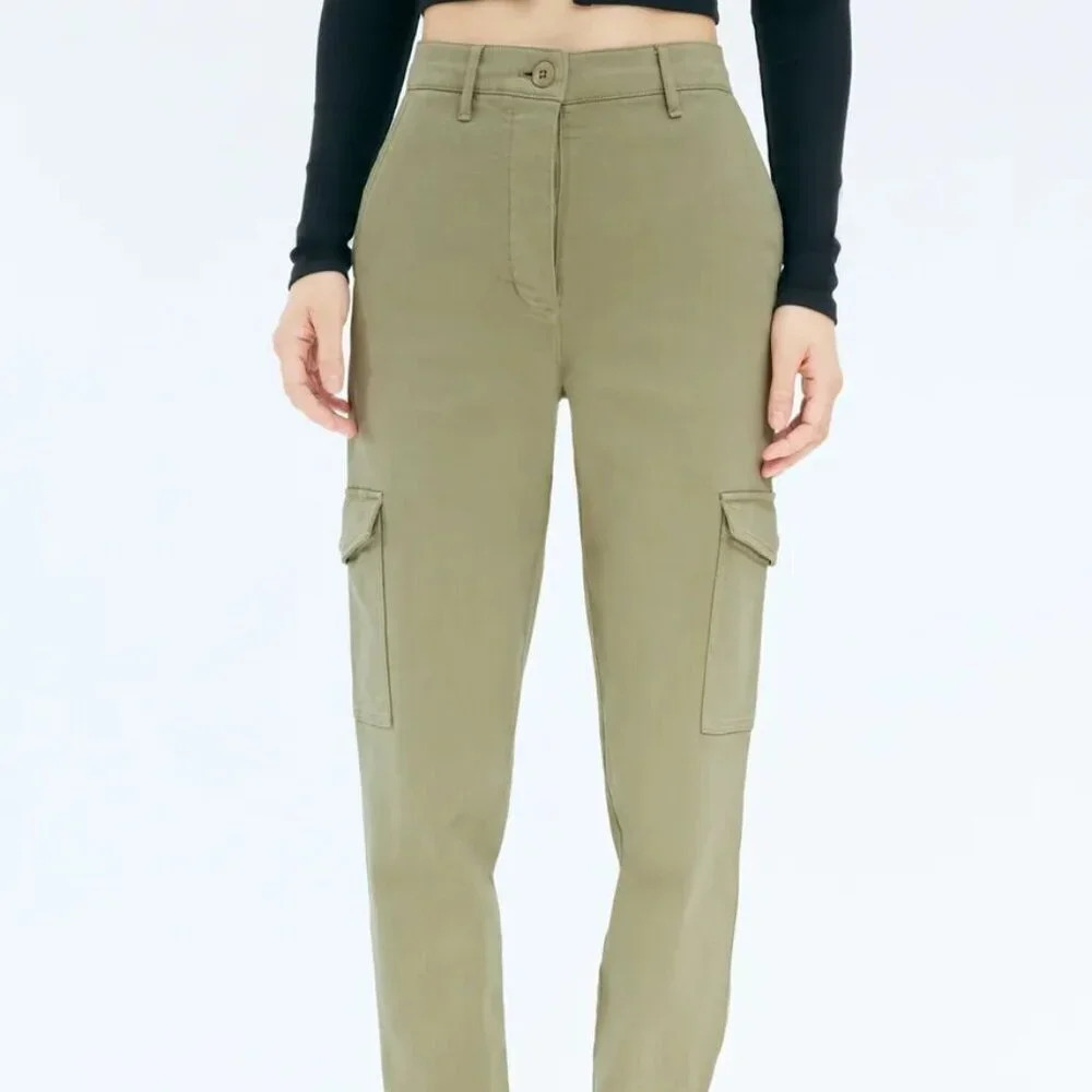 Aritzia Wilfred Free Women Pants‎ Sz 6 Green Modern Cargo High Rise Pockets